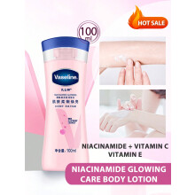 Vaseline Niacinamide Glowing Intensive Care Body Lotion for Dry Skin 100ml | Heals And Brightens Skin | Non-Sticky