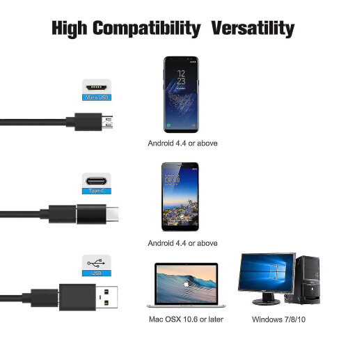 Type C Borescope Usb Inspection Camera Hd,6 Adjustable Led Light -16.4ft 1