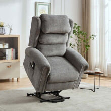 BELVOIR FABRIC DUAL MOTOR RISE RECLINER GREY