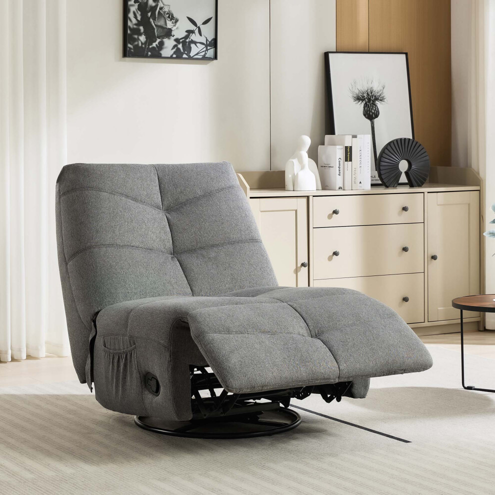 AUSTIN SWIVEL & ROCKER MANUAL FABRIC RECLINER CHAIR GREY