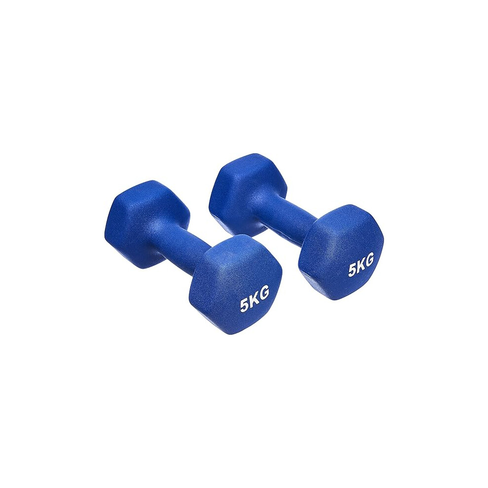 Amazon Basics Neoprene Dumbbell Pair, 10kgs 2 x 5 kg, Blue