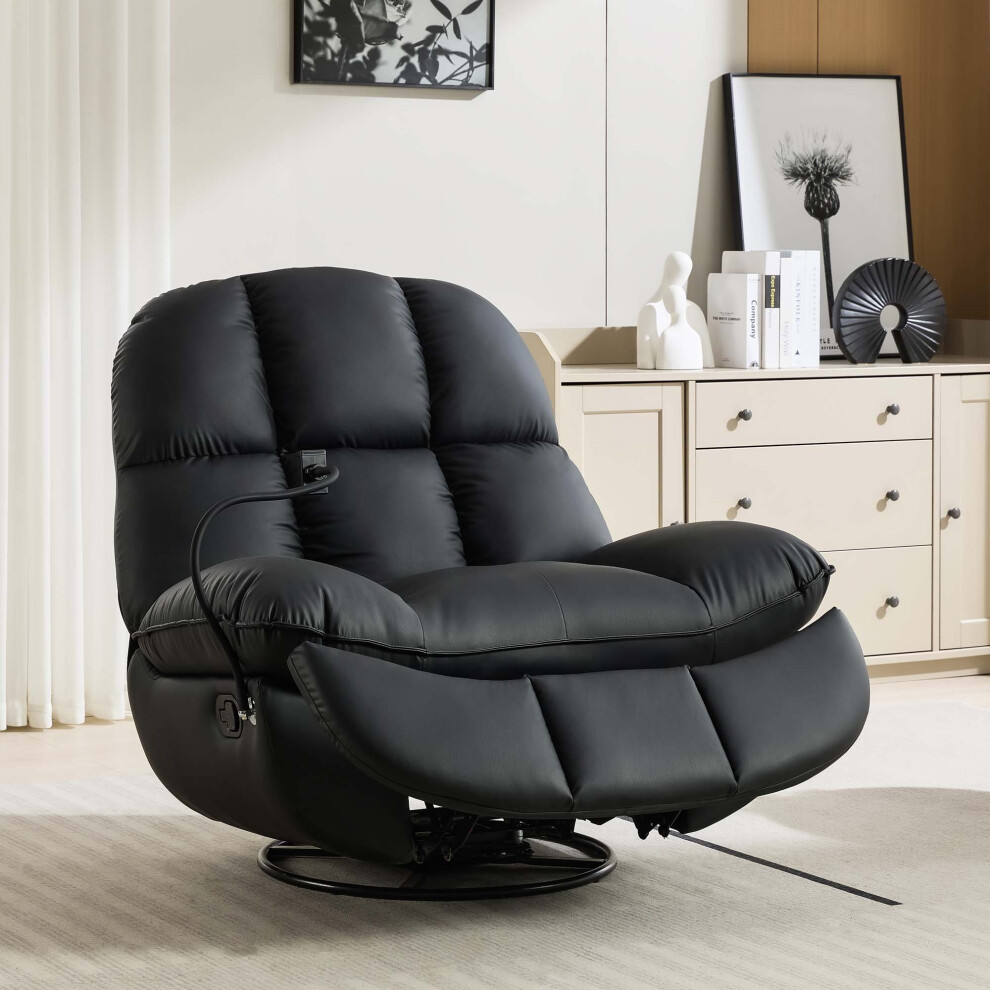 CHICAGO SWIVEL & ROCKER MANUAL RECLINER CHAIR BLACK