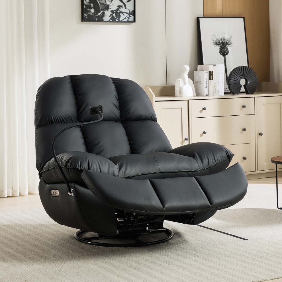 CHICAGO SWIVEL & ROCKER AUTO RECLINER CHAIR BLACK