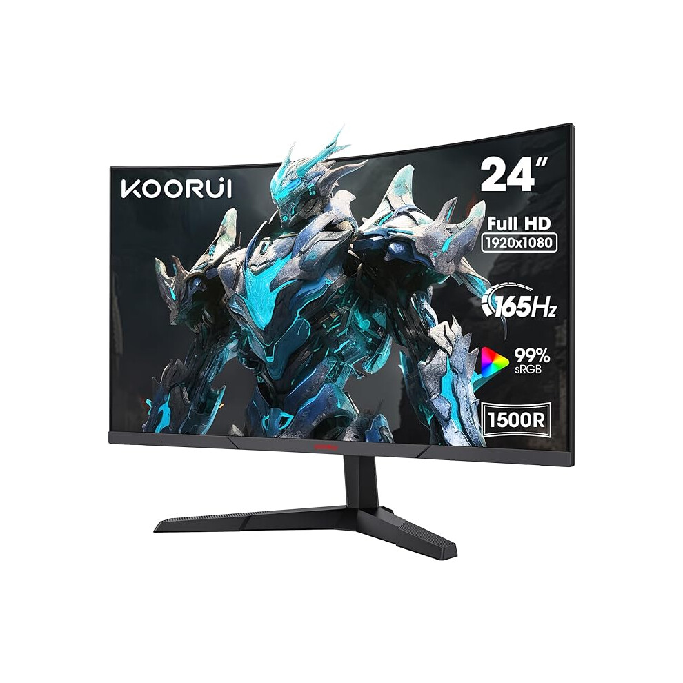 Koorui 24 Inch Gaming Monitor -Fhd 1080P Curved Monitor 165Hz Va 1Ms 1500R Pc Monitors