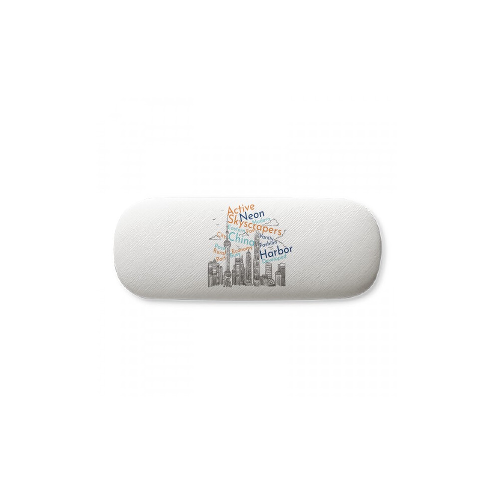 Diythinker China City Landmark Skyscraper Wordcloud Glasses Case Eyeglasses Hard Shell Storage Spectacle Box