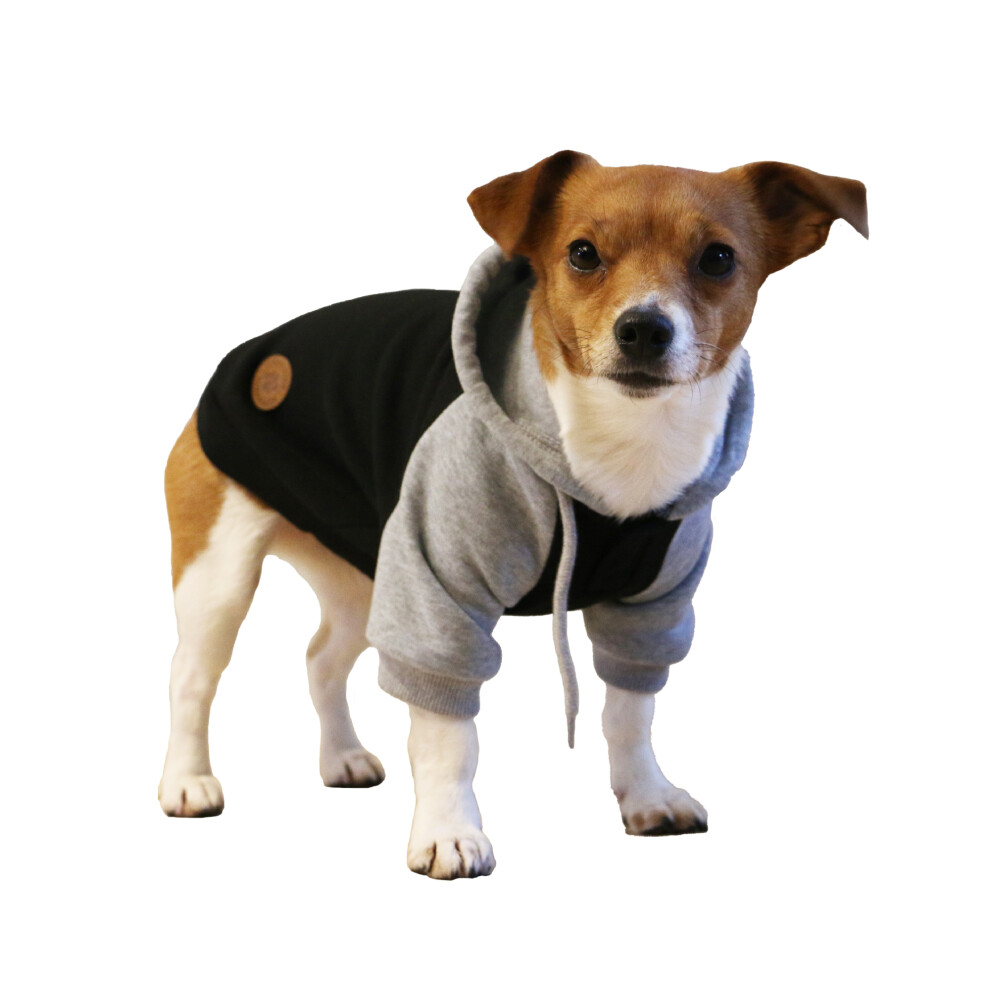 Ancol Black & Grey Dog Hoodie Jumper Thick Warm Machine Washable Pet Puppy Sweater M