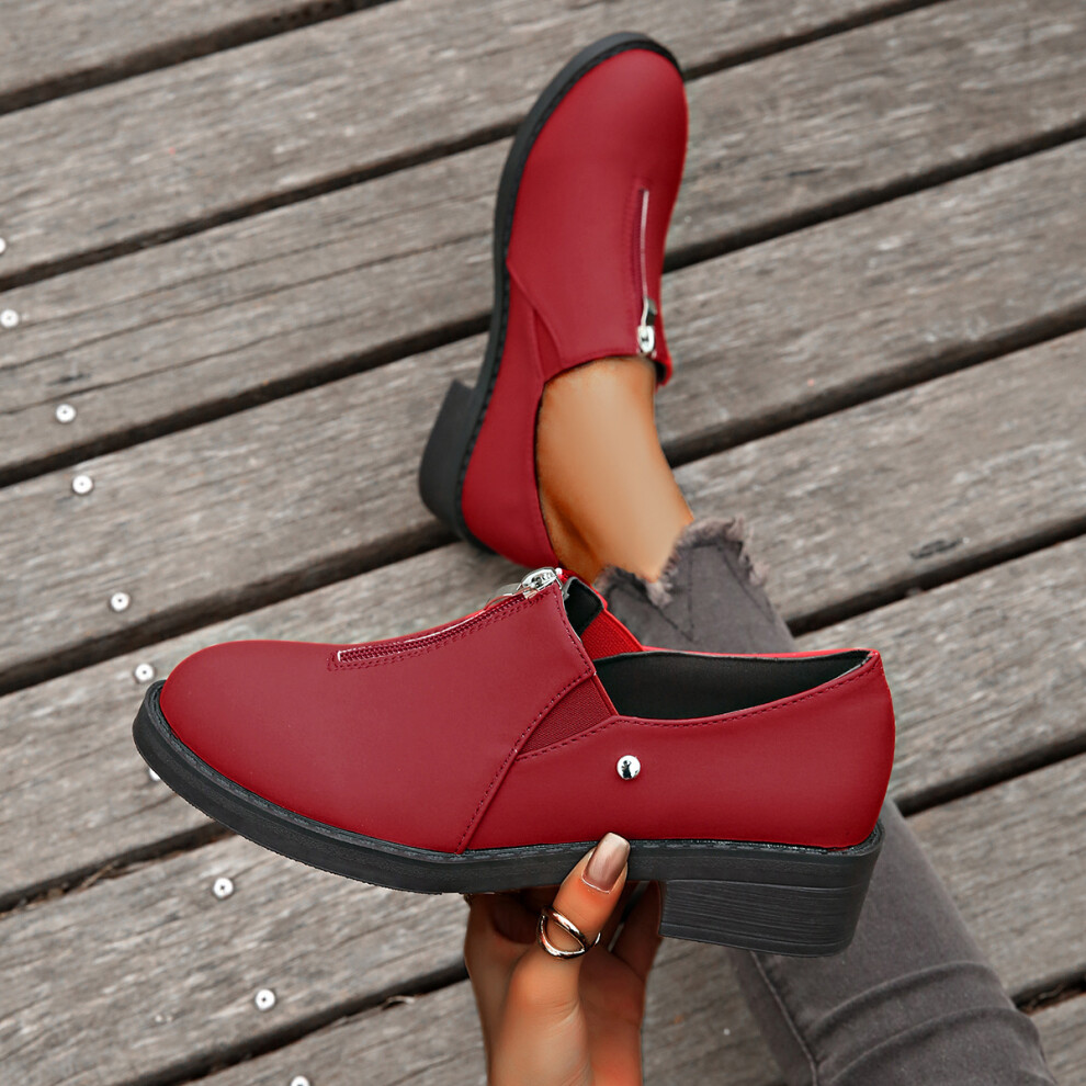 (Red, 39) Womens Timeless Chunky Heel Slipon Shoes With Comfortfocused Design And Chic Appearance-image-OPC-PFK6MNQ-NEW