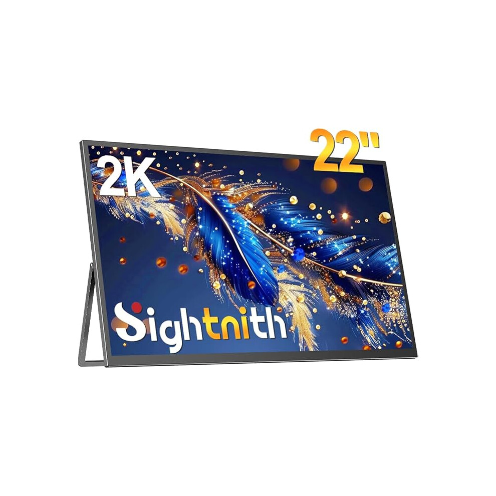 22" 2K Portable Monitor With Kickstand, 100% Srgb 1440P Fhd Portable Gaming Monitor - Hdr Large Gaming Display 1234556789198