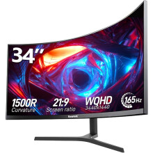 34 Inch Curved Gaming Monitor, Ultrawide 1500R PC Screen, 165Hz / 144Hz Computer Monitor Height Adjustable