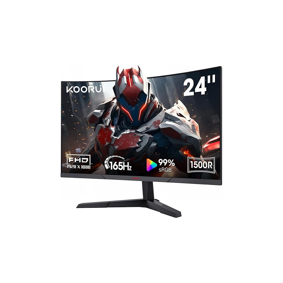 24 Inch Curved Monitor -165Hz 1ms Gaming Monitors FHD VA 1500R PC Monitors with Adaptive Sync, HDMI X2 /DP, VESA Compatible, Tilt Adjustable, Eye Care