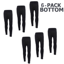 (Black Bottom - 6 Pack, S) Men Thermal Underwear Long Johns Top Bottom 6 Pack