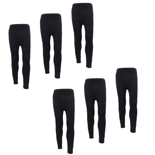 (Black Bottom - 6 Pack, S) Men Thermal Underwear Long Johns Top Bottom 6 Pack 2
