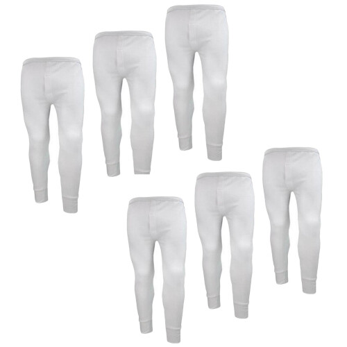 (White Bottom - 6 Pack, M) Men Thermal Underwear Long Johns Top Bottom 6 Pack 2
