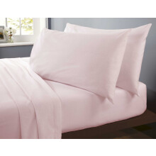 (Pink, Double) Easy Care Plain 4 Pcs Fitted Flat Sheet Set & Pillowcases