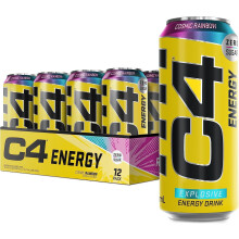 C4 Energy Drink Fizzy Drink Zero Sugar Cosmic Rainbow Flavour 12x 500ml DECEM24