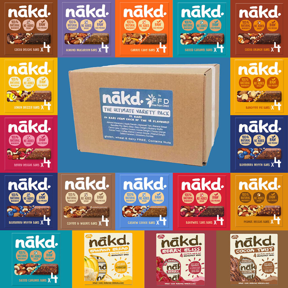 NAKD Nakd The Ultimate Variety Pack 72 bars, 16 Flavours