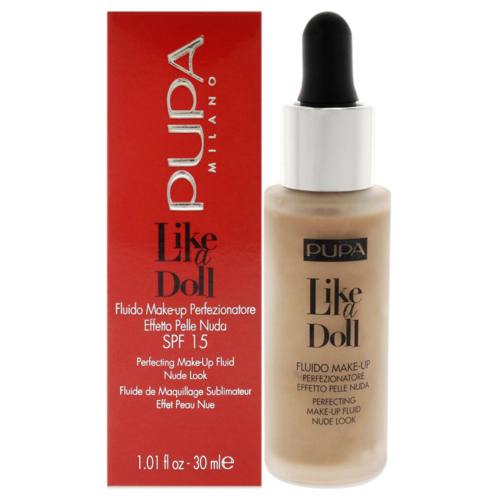 Pupa Milano Like A Doll Perfecting Make-Up Fluid Nude Look Foundation Spf 15 - 050 Sand By For Women - 1.01 Oz Foundation