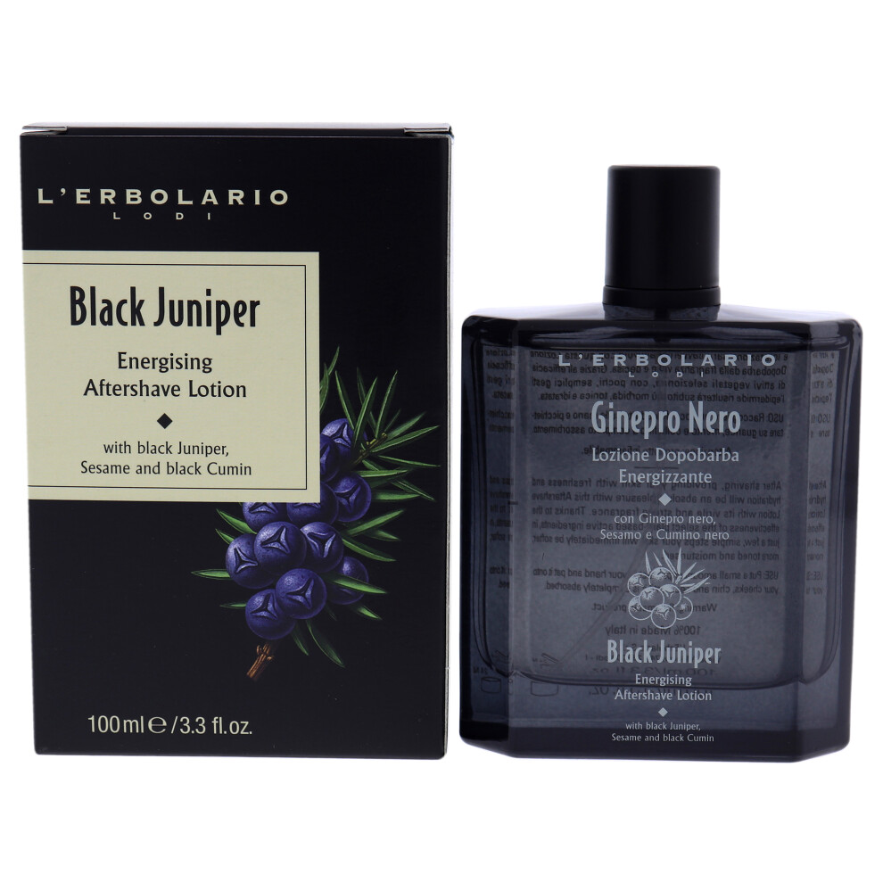 Lerbolario L'erbolario Energizing After Shave Lotion - Hydrating Aftershave For Men For Soothed Face And Neck - Woody Post Shave Cream - Black Juniper - 3.3 Oz
