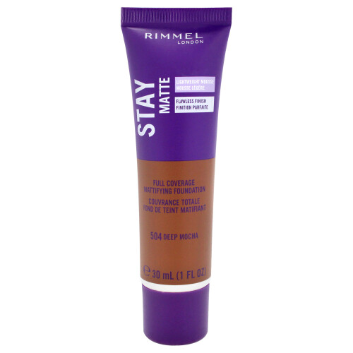Rimmel Rimmel London, Stay Matte, Full Coverage Mattifying Foundation, 504 Deep Mocha, 1 fl oz (30 ml)