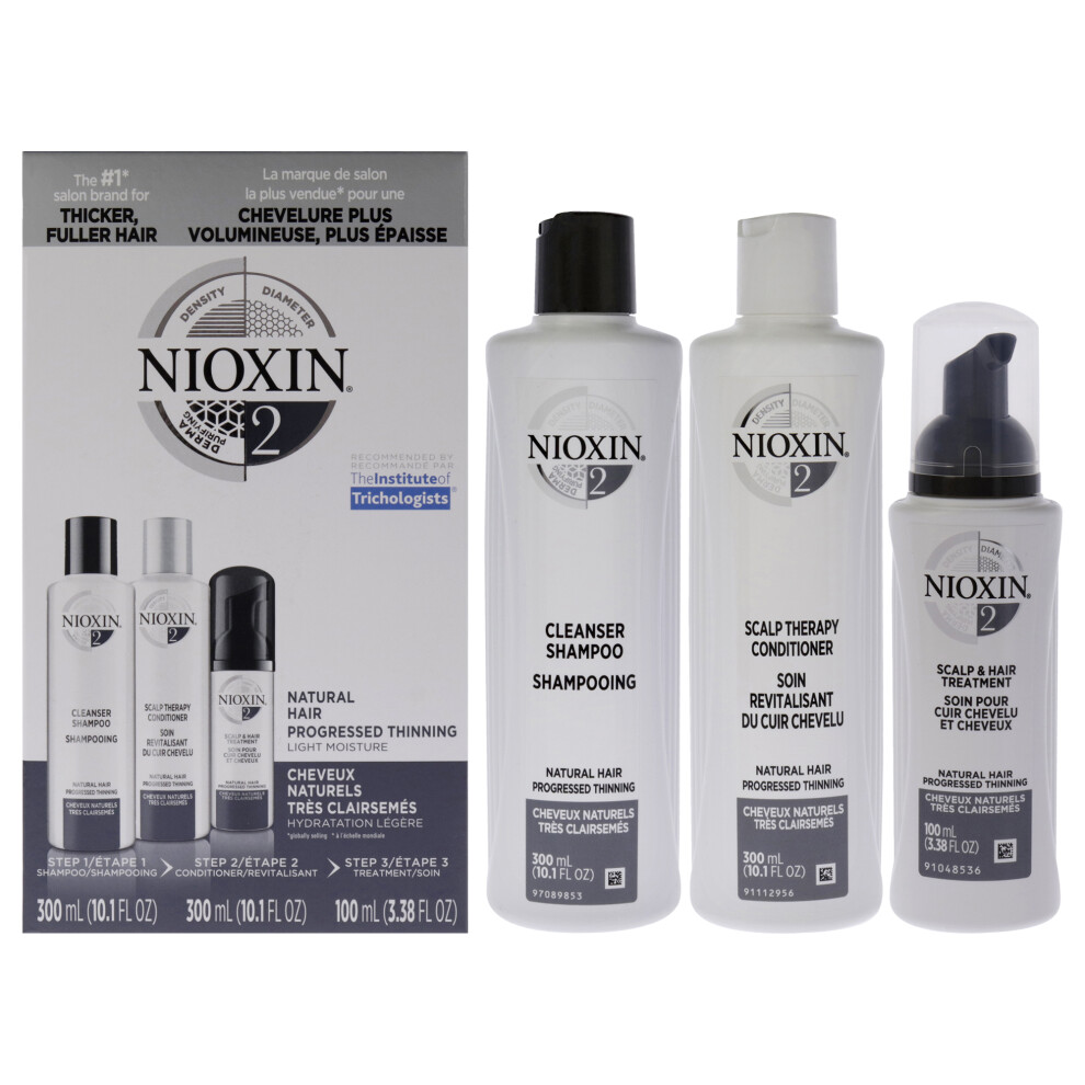 System 2 Kit by Nioxin for Unisex - 3 Pc 10.1oz Cleanser Shampoo, 10.1