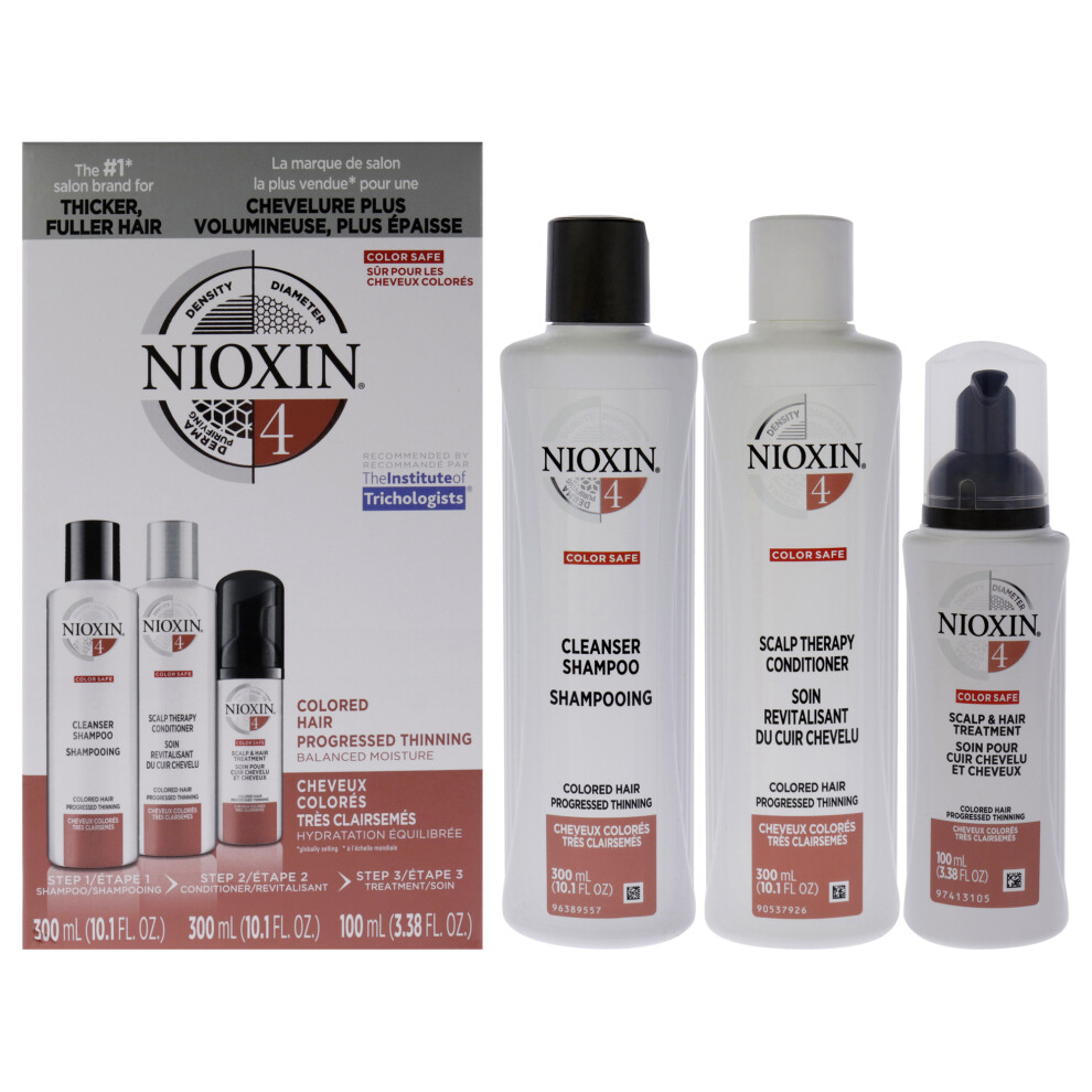 System 4 Kit by Nioxin for Unisex - 3 Pc 10.1oz Color Safe Cleanser Sh