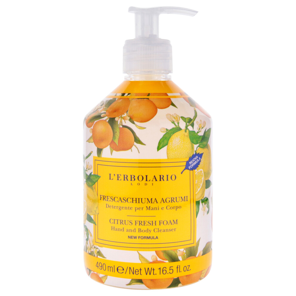 Lerbolario Unisex Citrus Fresh Foam Hand And Body Cleanser By For - 16.5 Oz Cleanser