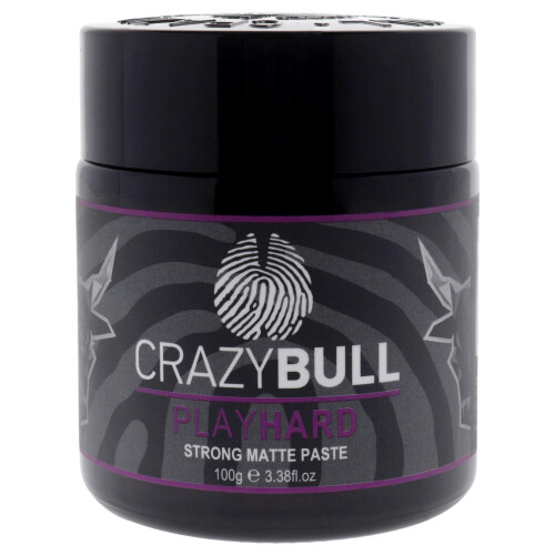 Play Hard Strong Matte Paste von Crazy Bull Hair für Männer – 3,38 oz Paste