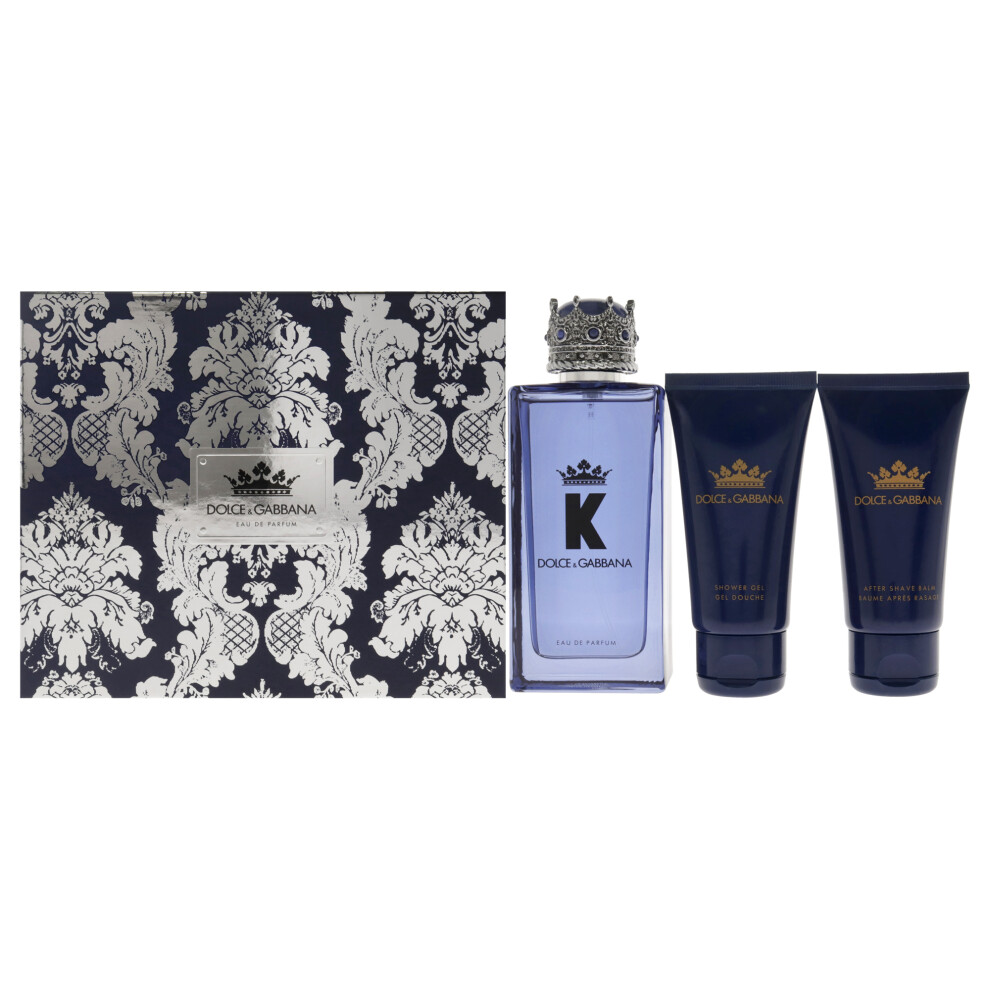 K by Dolce and Gabbana for Men - 3 Pc Gift Set 3.3oz EDP Spray, 1.6oz