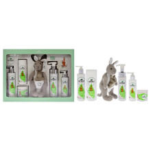 ONEA Baby Presentpaket - Ekologisk Babypuder, Babyolja, Babybad, Kroppslotion, Balm & Känguru Plush - 6 delar