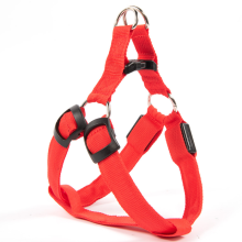 (Red, M) Led Dog Harness Safety Nylon Strap Adjustable Flashing Light Up Rechargeable