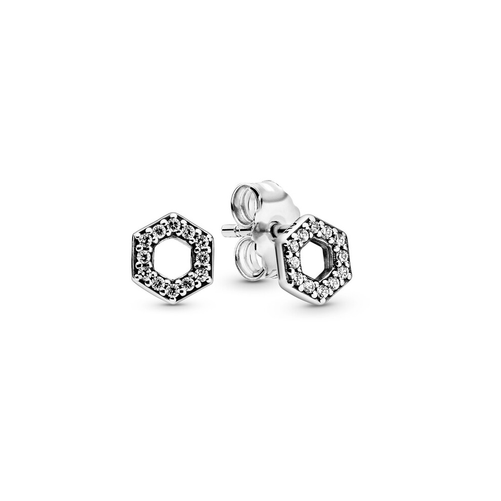 Pandora Sparkling Honeycomb Hexagon Stud Earrings 298800C01