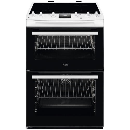 AEG 600mm Double Electric Cooker Induction Hob White