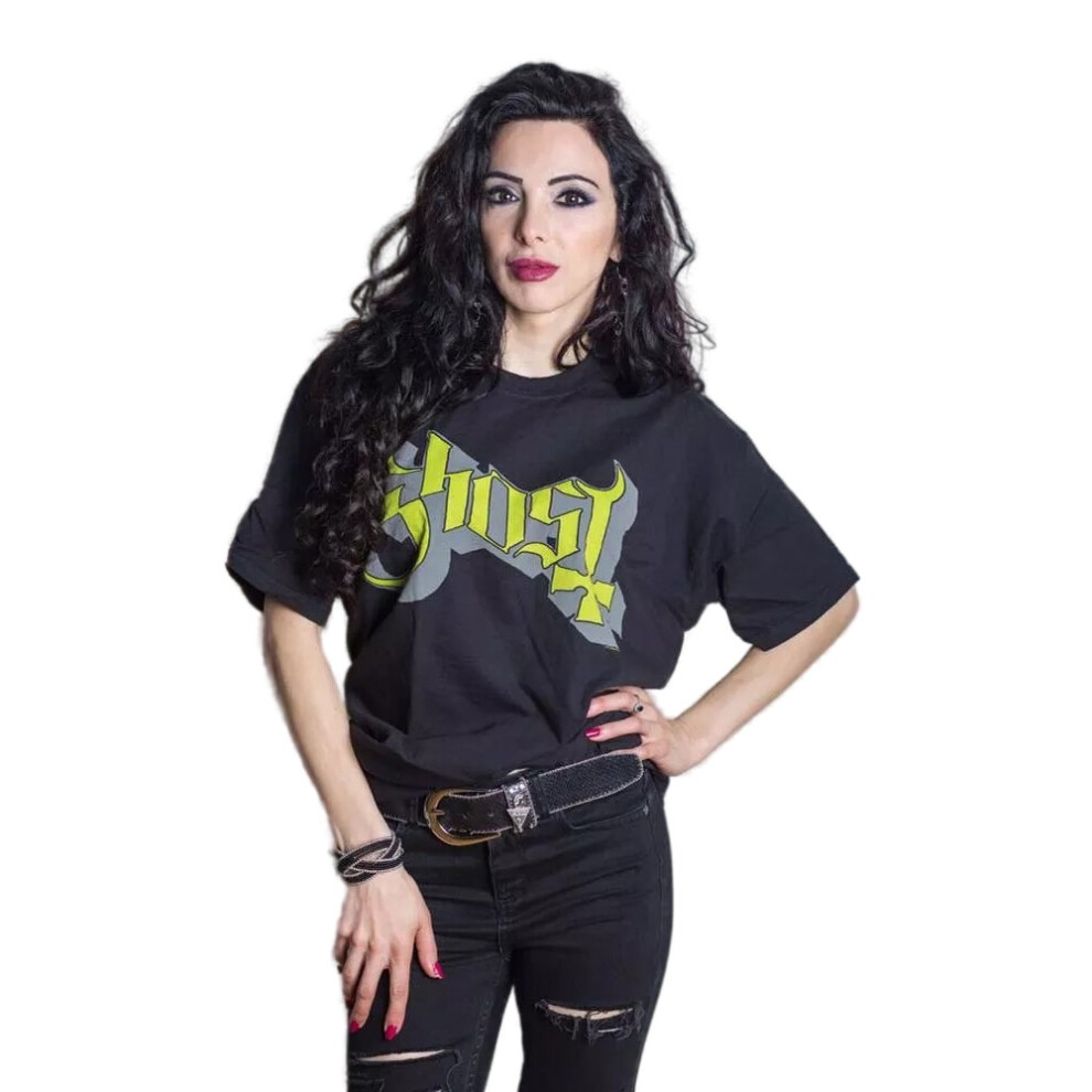 (XXL, Black) Ghost Unisex Adult Keyline Logo T-Shirt