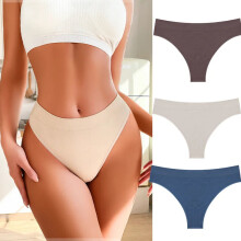 (Set14, 3pcs) 3pcs Seamless Womens Lingerie Thongs Sexy Low Rise Underwear