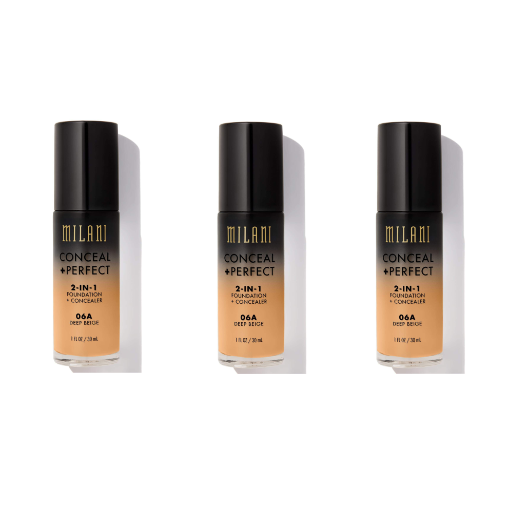 Milani Conceal And Perfect 2 In 1 Foundation + Concealer Deep Beige 30ml x3