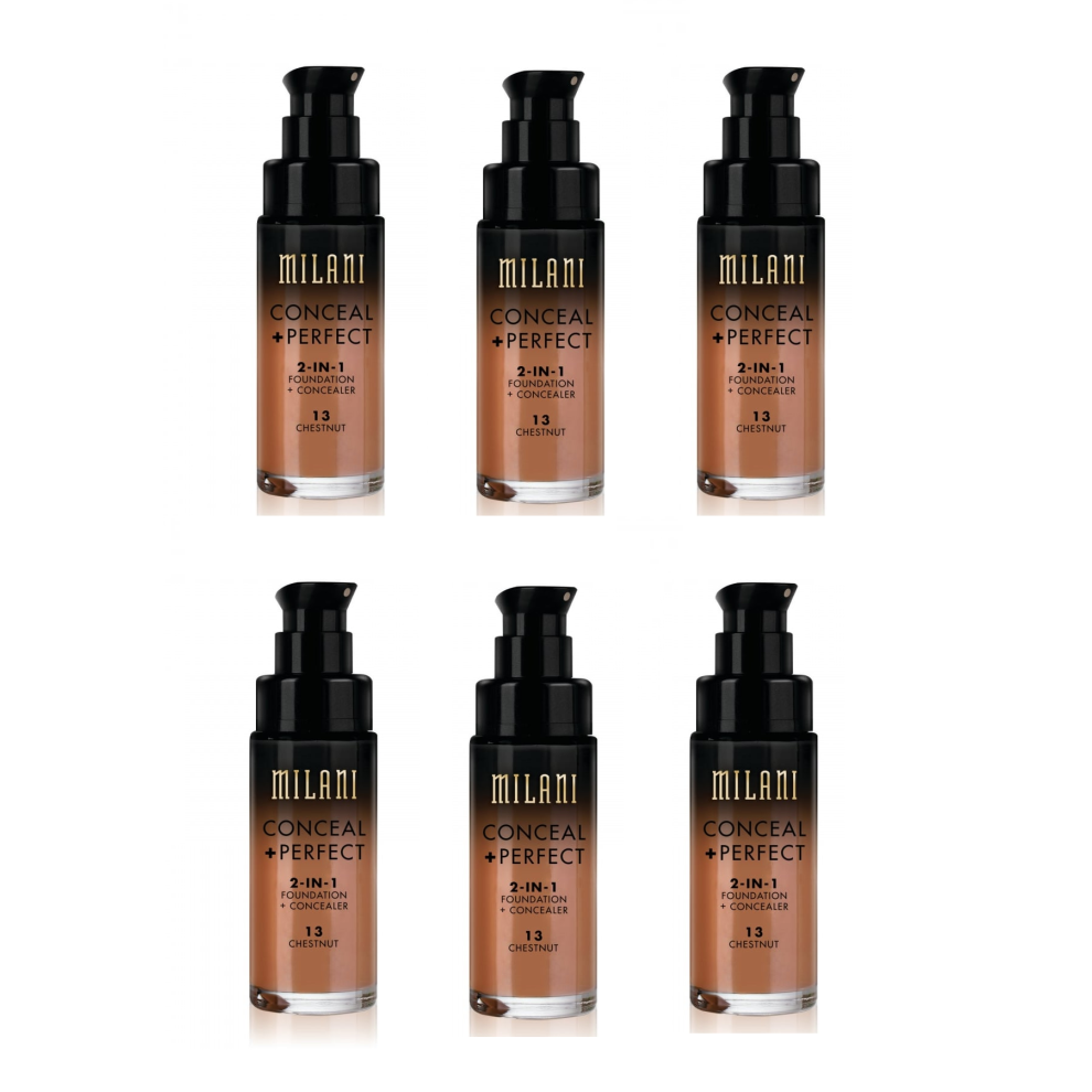 Milani Conceal And Perfect 2 In 1 Foundation + Concealer Chestnut 30ml x6