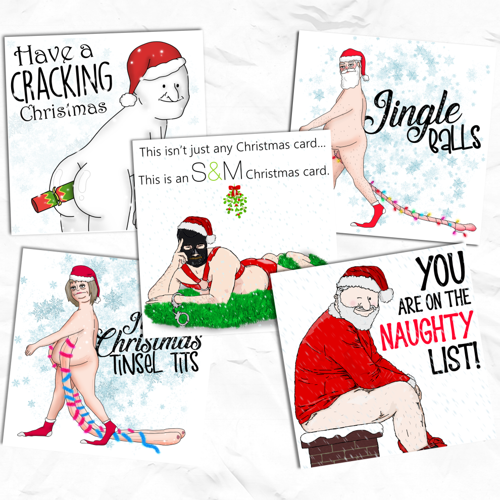 Rude Christmas Cards Pack, 5 Pack Christmas Cards, Rude Christmas Card Multipack, For Him, For Her, Rude Christmas Gift, Funny Xmas Cards