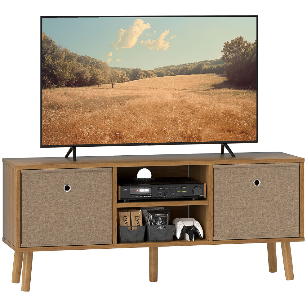 HOMCOM Modern TV Cabinet Stand w/ Shelves & Drawers, Bedroom Brown-image-OPC-PFK96JM-NEW