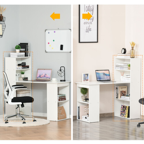 Homcom HOMCOM 120cm Computer Desk Bookshelf Writing Table 6 Shelves White 1