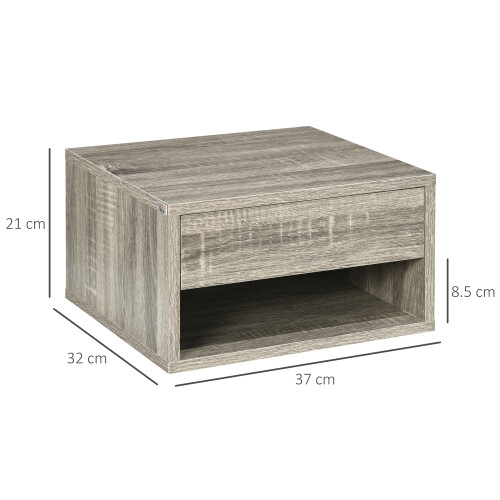 Homcom HOMCOM Floating Bedside Table Set of 2 Wall Mounted Nightstand Brown 1