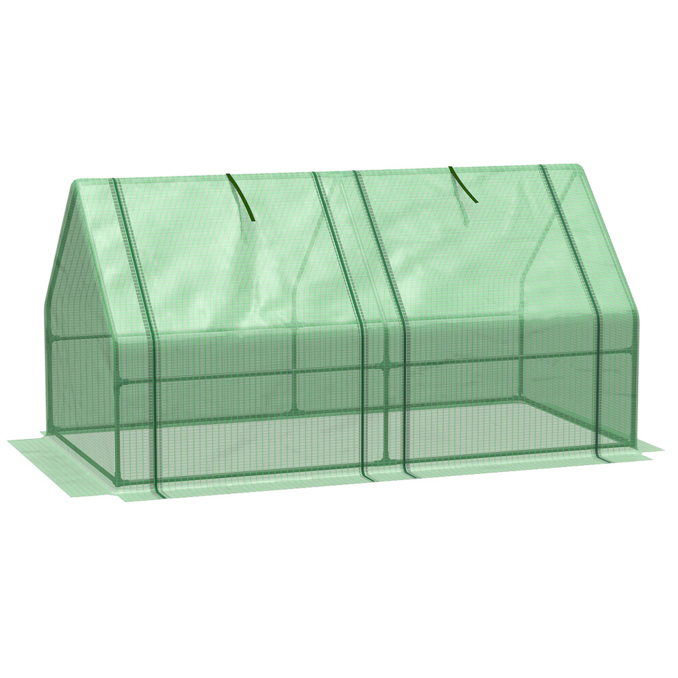 Outsunny Mini Small House With Steel Frame & Pe Cover & Window, Green