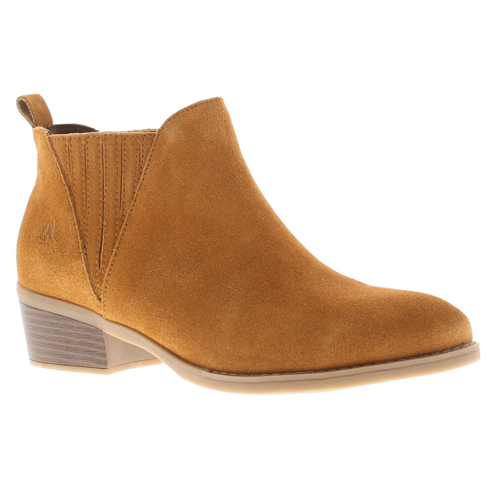 (Tan, 4 (Adults')) Hush Puppies Womens Boots Ankle Isobel Suede Leather Slip On tan UK Size