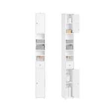 SoBuy BZR167-GW Bathroom Tall Cabinet Matt & High Gloss White