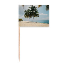 Ocean Sand Beach Sea Tree Picture Toothpick Flags Marker Topper Party Decoration