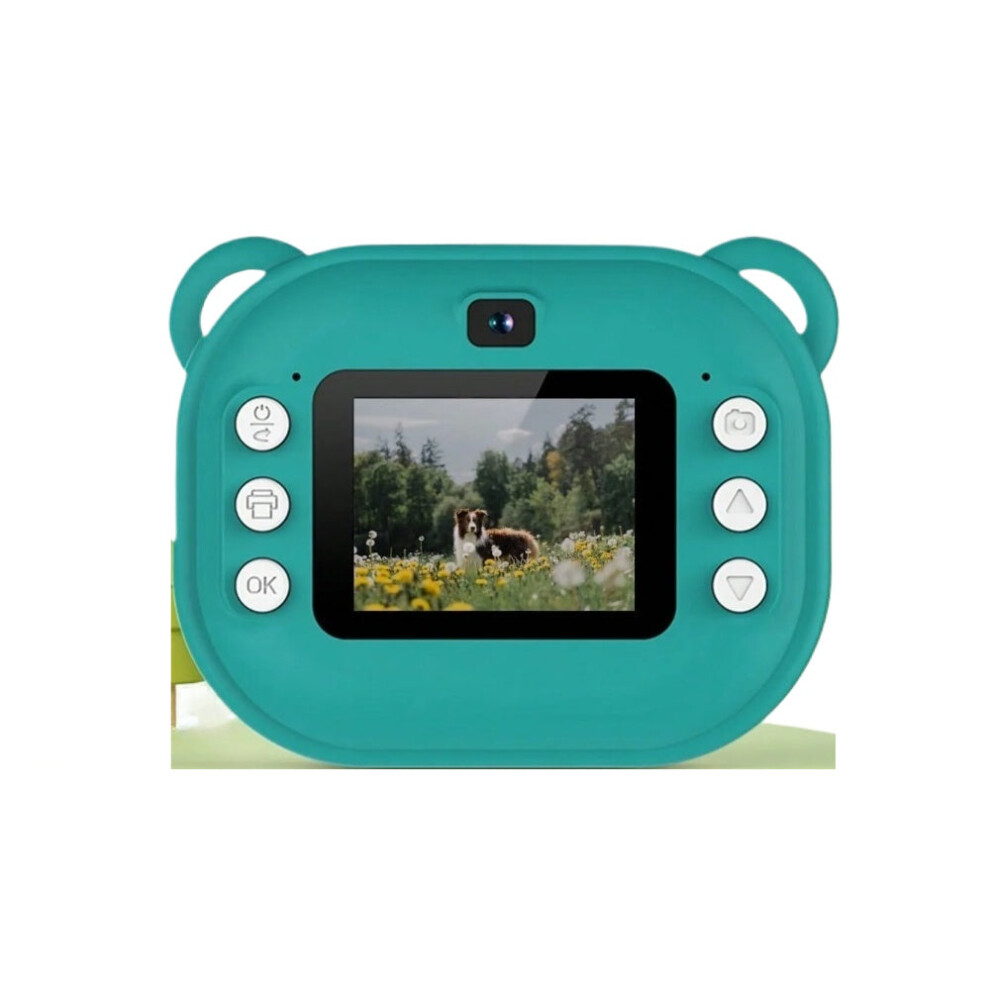 (Green) Instant Mini Printing Camera, Zero Ink, 1080P Selfie Video, 2.4-Inch IPS Screen, Learning Camera