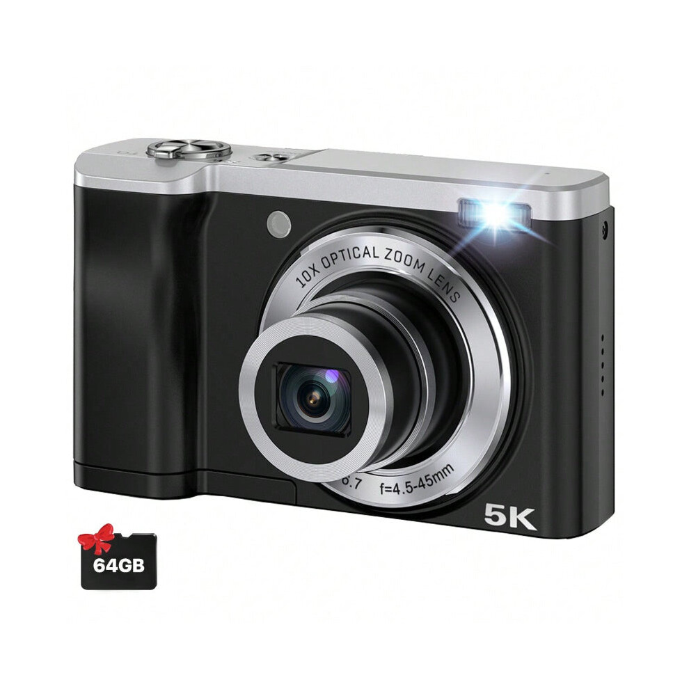 5600 Megapixels 5K Digital Camera, 10x Optical Zoom, Dual Cameras, 2.8-Inch IPS Touchscreen, 64GB Card Included