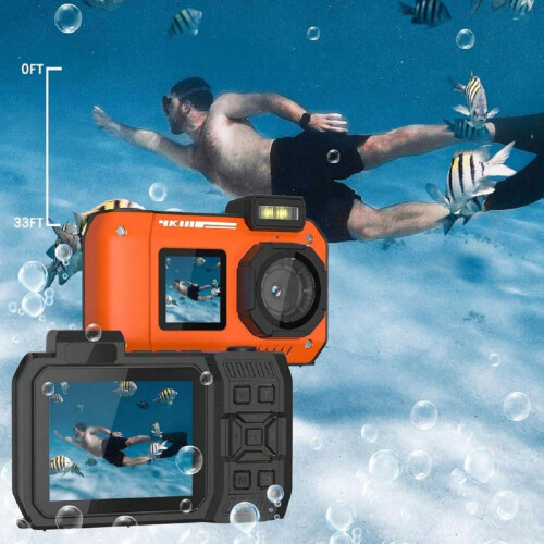 4K 33FT Waterproof Digital Camera, 65MP Autofocus Dual-Screen, 64GB Card, Type-C 2