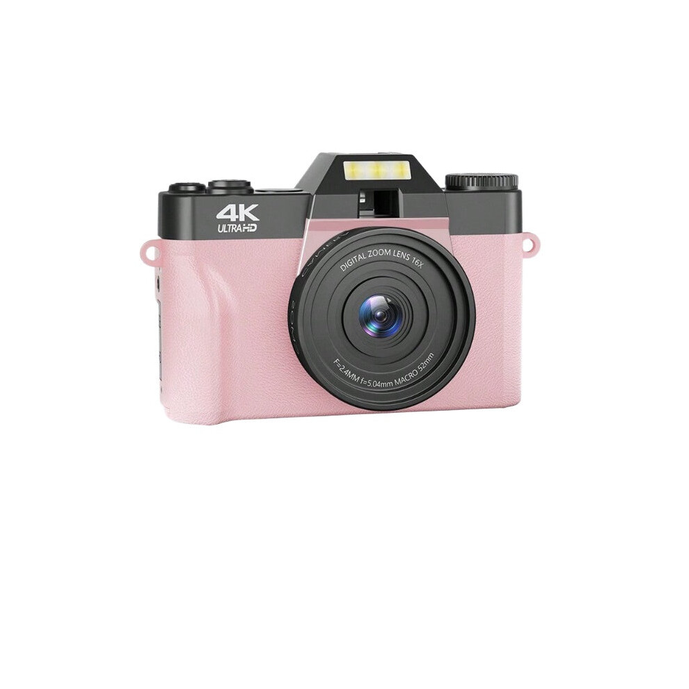 (Pink) 4K 56MP Vlogging Camera for Beginners with 3.0" Flip Screen, 16X Zoom, Auto Focus, 32GB Card