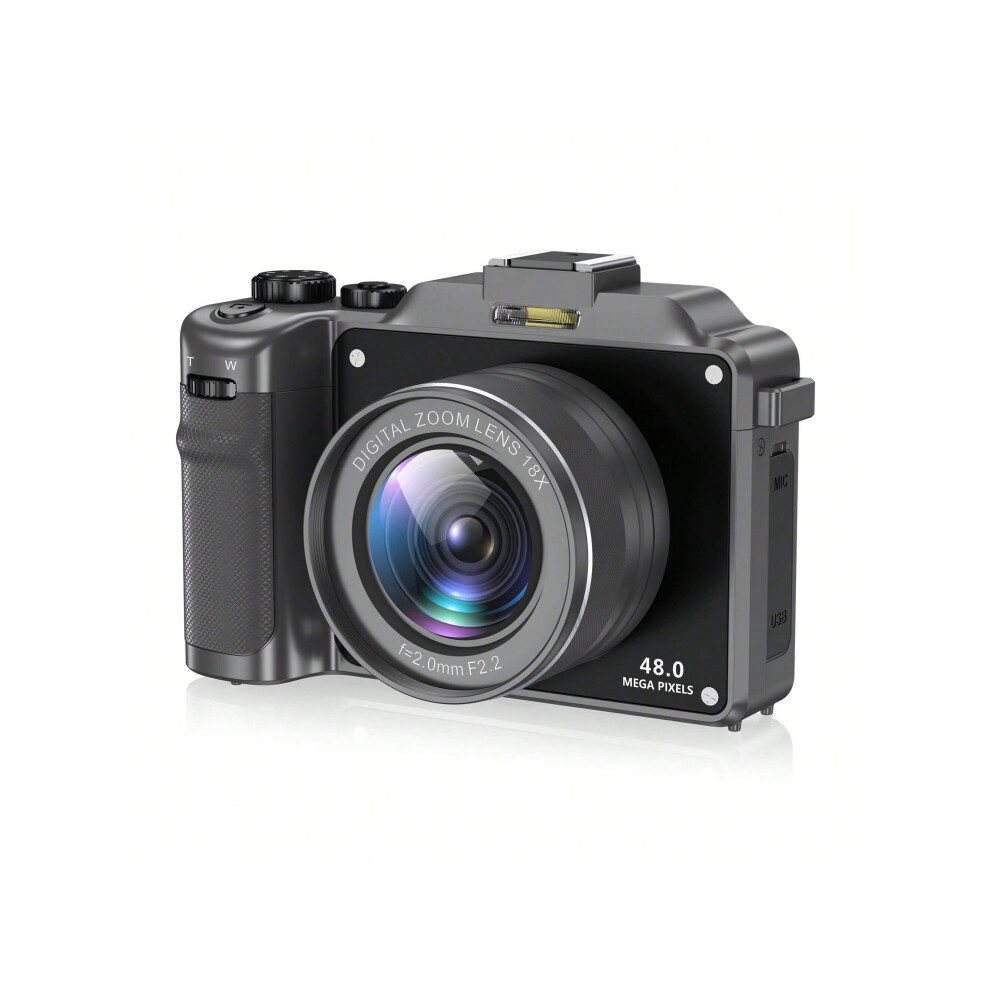 (Grey) 4K Digital Camera 48MP, Anti-Shake, 18X Zoom, WiFi, Autofocus, Compact Vlogging Camera with TF Card, 2 Batteries-image-OPC-PFK9KZ9-NEW