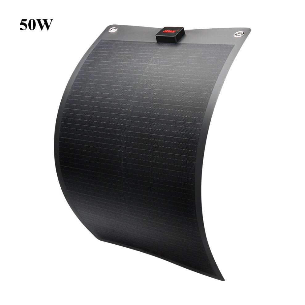 (50W) 25W / 50W 19V Solar Panel Flexible PET Monocrystalline Cell Battery Charger DC & USB Output for Camping RV Yacht Car Truck